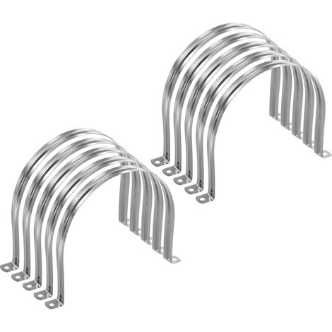 10pcs Collier De Conduit 6 5/16" 160mm, Collier De Tube U M160, Attache De Tuyau Rigide En Acier Inoxydable, Support En U Avec Deux Trou Pour Fixation De Tuyau Tube (1/5)