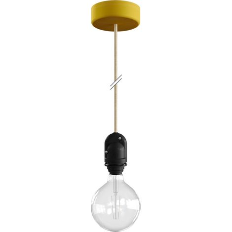 creative cables - EIVA Lampada a sospensione per paralume da esterni con 1,5 m cavo tessile, rosone e portalampada IP65 resistente all'acqua