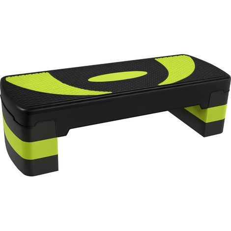 Stepper de fitness aérobique réglable sur 3 hauteurs : 10, 15 et 20 cm, vert et noir (1/5)