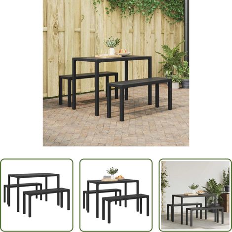vidaXL Jardin -  Ensemble de salle à manger pour jardin 3 pcs Anthracite Acier (1/5)