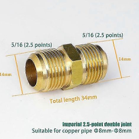 Raccords réducteurs à diamètre égal 25-26, diamètre extérieur évasé : 1/4", 5/16", 3/8", 1/2", 5/8", 3/4", 7/8", raccords de tuyauterie en laiton conformes à la norme SAE pour la climatisation A2 (1/5)