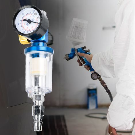 Régulateur filtreur 1/4" pour compresseur, élimination eau et huile pour outils pneumatiques (1/5)