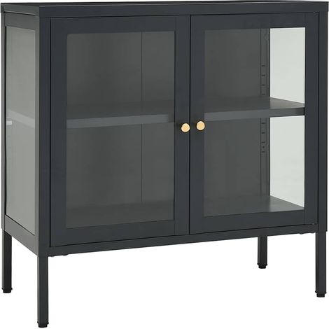 Sideboard/Anrichte/Buffet Anthrazit 70x35x70 cm Stahl und Glas LXWW191208 (1/5)