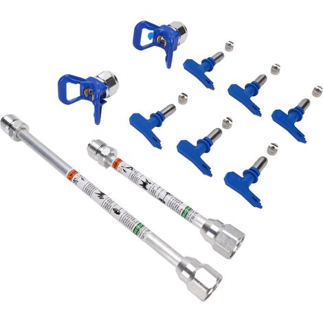 Embouts de pistolet de peinture sans air, ensemble de buses 211 313 319 415 517 623 avec 2 sièges de buse et 2 rallonges, pièces détachées pour pulvérisateur, bleu (1/5)