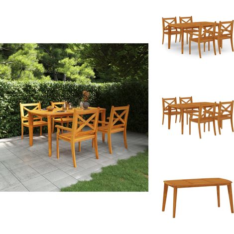 5-tlg. Garten-Essgruppe Massivholz Akazie - Gartentisch - Gartenstuhl - Esstisch - Gartenmöbelset - Holztisch