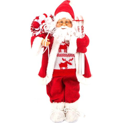 Père Noël traditionnel en velours rouge et fourrure blanche H 45 cm - Feeric Christmas