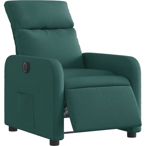 Sillón relax TV con función reclinable eléctrica muy cómodo en tela verde oscuro DEC028610 (1/5)