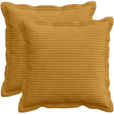 Cushion Cover 2 pcs HOUTEN Yellow 45 x 45 cm Corduroy vidaXL (1/5)