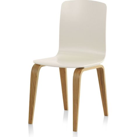chaise design bois blanc finition mate élégante pour salle à manger - blanc mat et bois naturel (1/2)