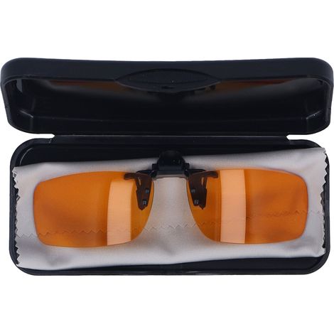 Lunettes à clip anti-lumière bleue, rabattables verticalement à 180°, portables, verres orange pour ordinateur, forme carrée (1/5)