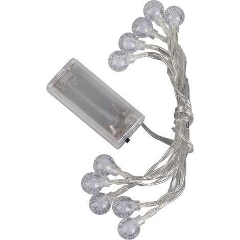 Kugelförmige LED-Lichterkette, IP66 wasserdicht, batteriebetrieben, 15 cm Abstand, farbige LED-Streifenleuchte, PVC-Abdeckung für die Terrasse (1,5 Meter, 10 Lichter, 2 Batterien)