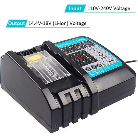 Ortviai – Schnellladegerät 3 A mit LCD-Display – Ladestation 7,2 bis 18 V, Ladestrom 3 A – kompatibel mit Makita-Akkus BL1830, BL1840 und BL1850 (1/5)