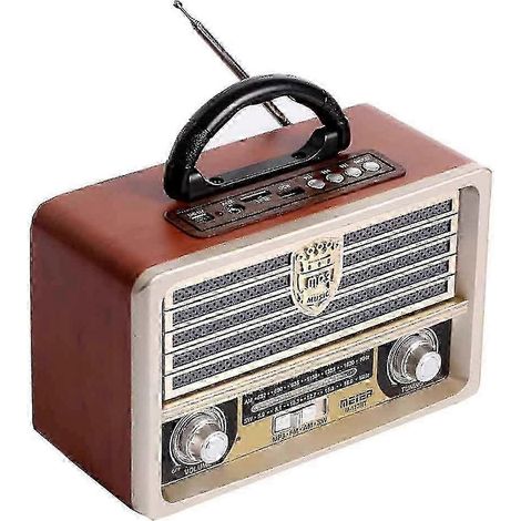 Radio rétro en bois, radio AM/SM, enceinte Bluetooth 4.0 sans fil, style vintage, basses puissantes, format mini et volume sonore puissant pour l'extérieur. (1/5)