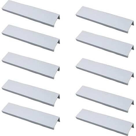 Lot de 10 Poignée Profil Meuble Cuisine - Poignee Brossé en Entraxe 128mm Alliage D'Aluminium Argent (1/4)