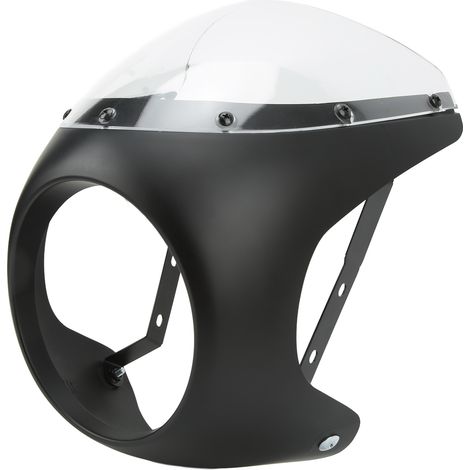 Carénage de phare avant de moto 7 pouces, surface lisse, résistant au vieillissement et à l'usure, compatible avec les phares ronds de moto, noir mat et transparent (1/5)