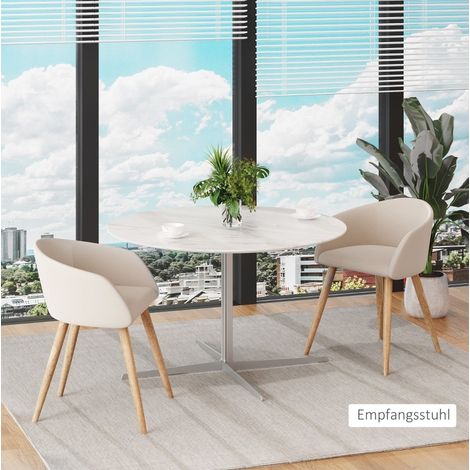 Lot de 2 chaises de salle a manger en metal beige, rembourrees, 55 x 56 x 74 cm (1/5)