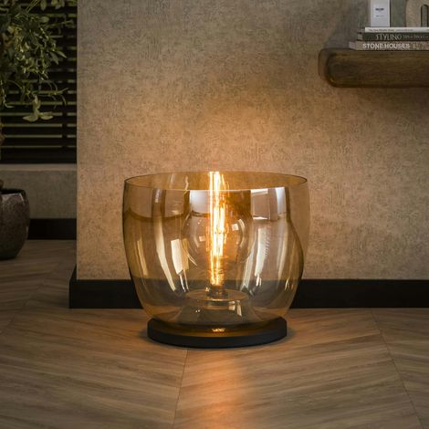 Lampe de salon moderne avec vasque en verre ambré 41 cm NIAGARA (1/5)