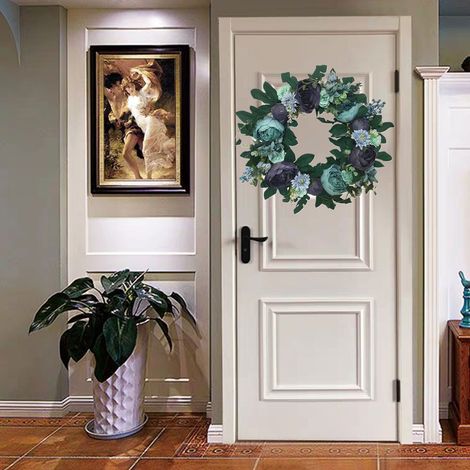40 cm Türkranz mit leuchtenden künstlichen Blumen, Frühlingsdeko für die Wand