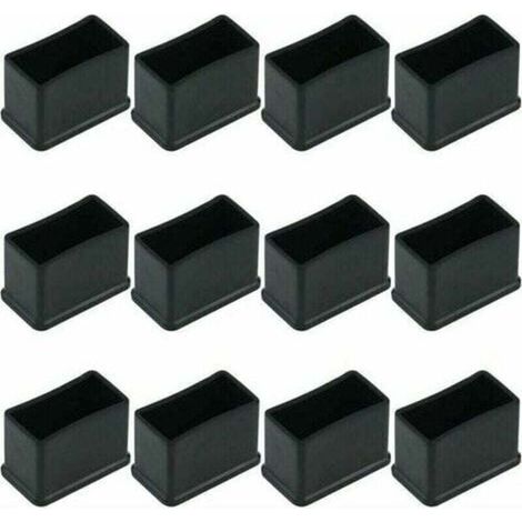 Lot de 12 embouts de protection en feutre de caoutchouc pour pieds de table et chaises – Noir 15 x 30 mm – Protection des sols et adhérence accrue