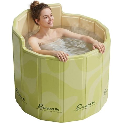 Baignoire Pliable Adulte, 80x70cm (BxH) Baignoire Portable avec Dossier en C Ergonomique Bassin d'Immersion pour Bain de Glace et Bain Chaud pour Douche Extérieur et Spa (1/5)