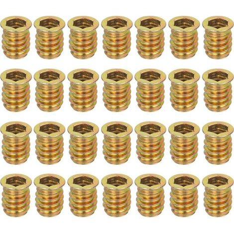 Packung mit 28 M10 x 20 mm Gewindemuttern für Holz – Schrauben aus Kohlenstoffstahl für Möbel – Befestigungsmuttern (1/4)