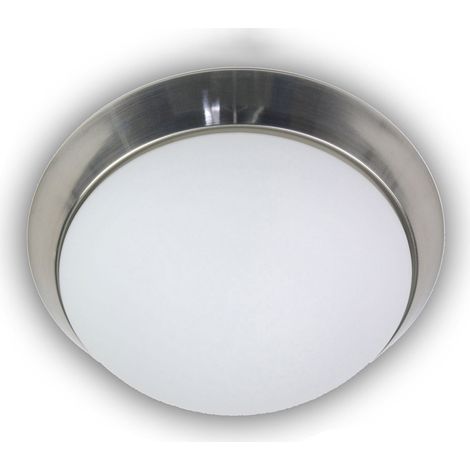 Deckenleuchte / Deckenschale, Opalglas matt, Dekorring Nickel matt, Ø 25cm (1/4)