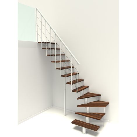 Minka Mittelholmtreppe Comfort Top Turn 37 - 312cm Geschosshöhe Walnuss Weiß