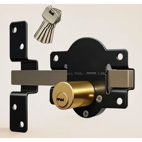 Cerradura de largo alcance para puertas de madera, 70 mm, doble cierre, acero inoxidable, 5 llaves
