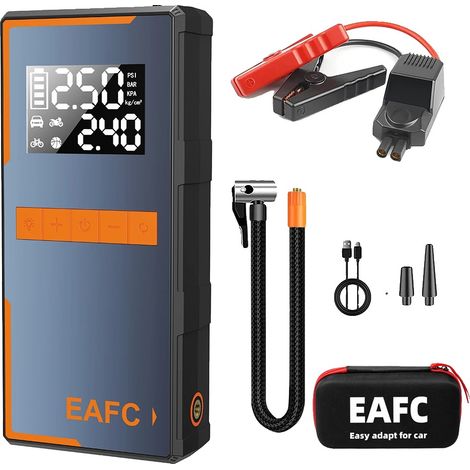 Arrancador de emergencia para coche, bomba de aire, batería externa portátil, clip inteligente con estuche (1/2)