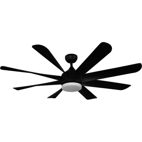 Ventilatore da soffitto con luce LED da 24w e motore DC da 45w con 8 pale nere