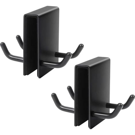Set of 2 frameless, 0.32-0.39 inch shower door towel hooks for bathroom glass, matte nickel razor squeegee, loofah robe holder (black) - INHHUB (1/5)
