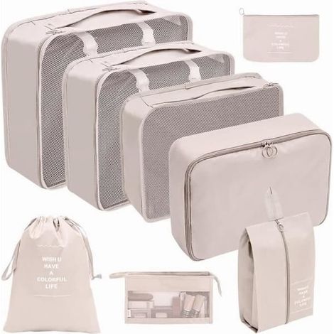 SABIR-Lot de 8 housses à vêtements, cubes de rangement pour valises, système d'organisation de valises (1/4)