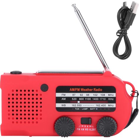 Radio de survie multifonction à manivelle, énergie solaire ABS, lampe torche SOS avec alarme et batterie portable (1/5)