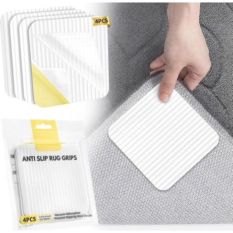 [JAMAIS UTILISÉ] 8 pcs Anti Derapant Tapis, Tapis Antidérapant, Anti Glisse Tapis pour Cuisine Chambre Salon Salle de Bain 10 cm x 10 cm (Blanc) (1/4)