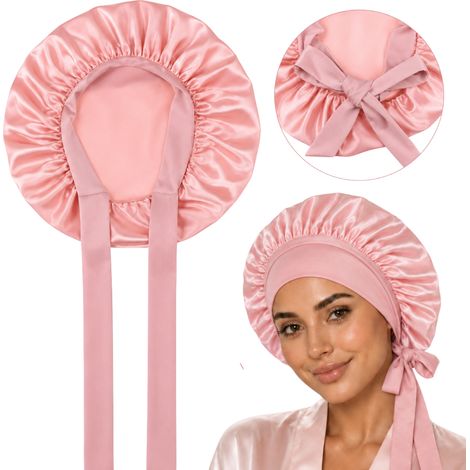 Cuffia da notte in seta, cuffia da notte in raso con fascia per capelli (1/5)