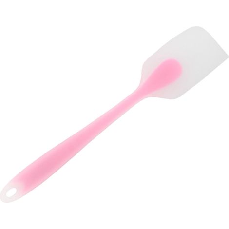 Spatule en silicone translucide intégrée gaine totale compacte résistante à la chaleur ustensile cuisine boulangerie DIY rose (1/5)