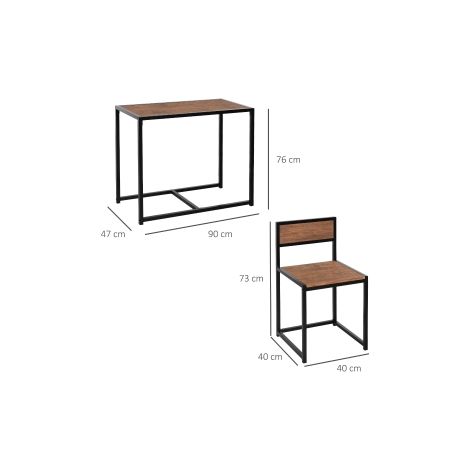 Ensemble salle à manger, table de cuisine avec 2 chaises, ensemble table à manger, ensemble de salle à manger en métal et bois naturel pour petits espaces (1/5)