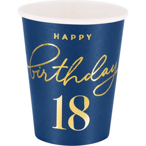 Happy Birthday 18 Tassen, marineblau 220ml 6 Stück. (1/3)