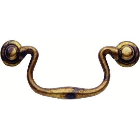 Maniglie per mobili snodate mod.03019 in ottone anticato - Specifiche: mm 86x40h. interfori mm 64 - 5 pz