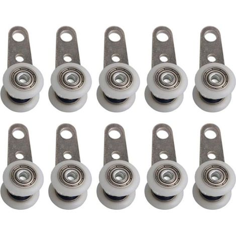 Set di 10 rotelle per porte scorrevoli o per patio, realizzate in metallo e plastica, dimensioni 4,5 x 1,9 cm. (1/5)