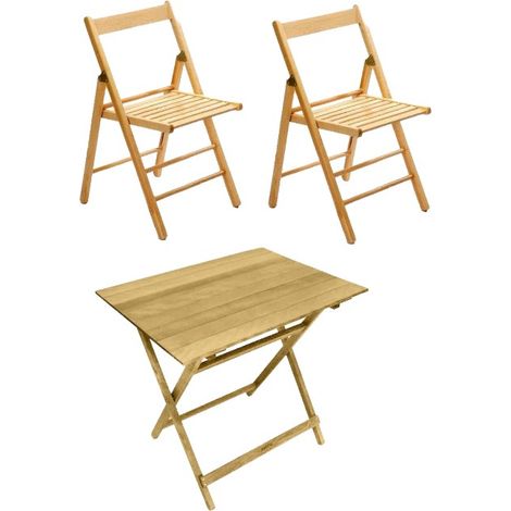 SET TAVOLO BIRRERIA + 2 SEDIE BIRRERIA IN LEGNO DI FAGGIO COLORE LEGNO NATURALE (1/4)
