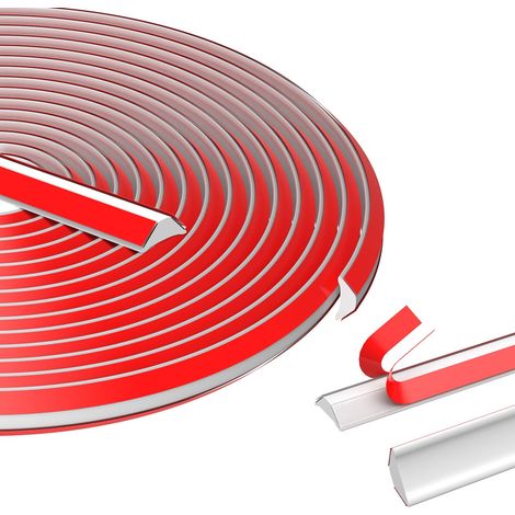 Moulure Adhesive, 5M PVC Moulures Décoratives Flexibles Autocollantes, Blanc Plinthe Plafond Finition Calfeutrage Moulure Plinthe pour Murs, Placards, Sols, Bain et Plans de Travail（12  9mm)