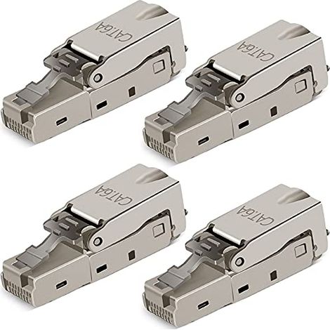 Scatola di terminazione da campo modulare RJ-45 senza attrezzi Cat6/6A, connettore RJ45 schermato Cat6A per cavi di installazione di computer con sezione trasversale di 23–26 AWG (1/5)
