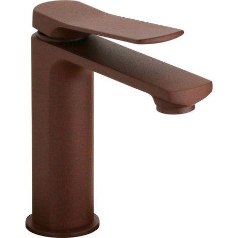 Rostfarbener Waschtischmischer mit geneigtem Hebel und Klick-Klack-Ablaufgarnitur Pollini Kora Color MXLAMCLMCA4  Rost