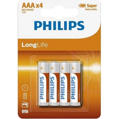 Philips LongLife AAA-Batterien, 4 Stück