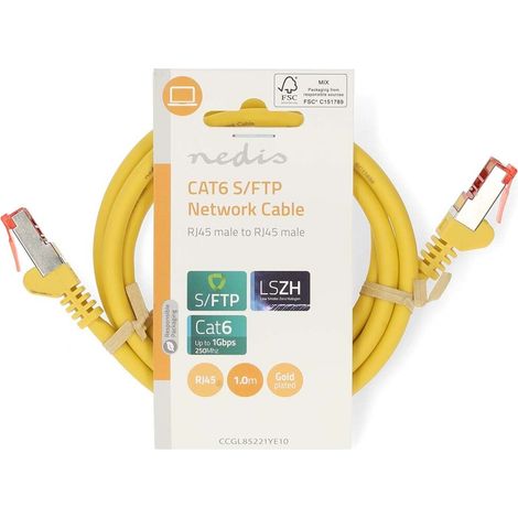 Nedis CAT6-Netzwerkkabel / RJ45 Stecker / RJ45 Stecker / S/FTP / 1.00 m / Rund / LSZH / Gelb / Label