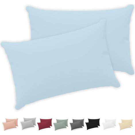 Taie Oreiller 50x70 (Lot de 2) - 100% Coton Jersey 150 GSM - 48x74 cm - Taie d'oreiller 50x70 - Housse de Coussin avec Fermeture Éclair - Certifié Oeko-Tex (1/4)