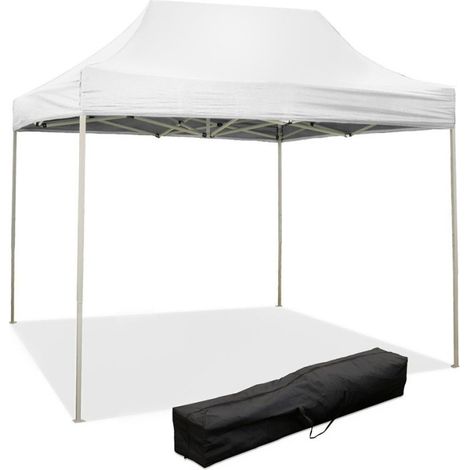 Cenador plegable plegable 3 x 2 m Blanco revestido en PVC impermeable (1/6)
