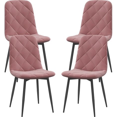 Juego de 4 sillas de comedor, sillas de cocina con respaldo, aspecto terciopelo, sillón 45 x 54 x 87 cm rosa