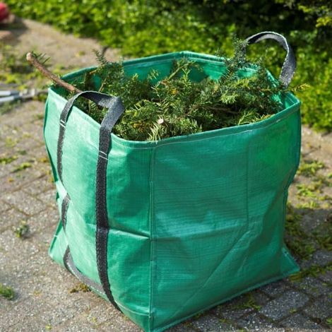 Sac de jardin carré Vert 252L pour déchets verts, poubelle extérieure robuste, collecteur de feuilles et résidus, format 6072405 (1/3)